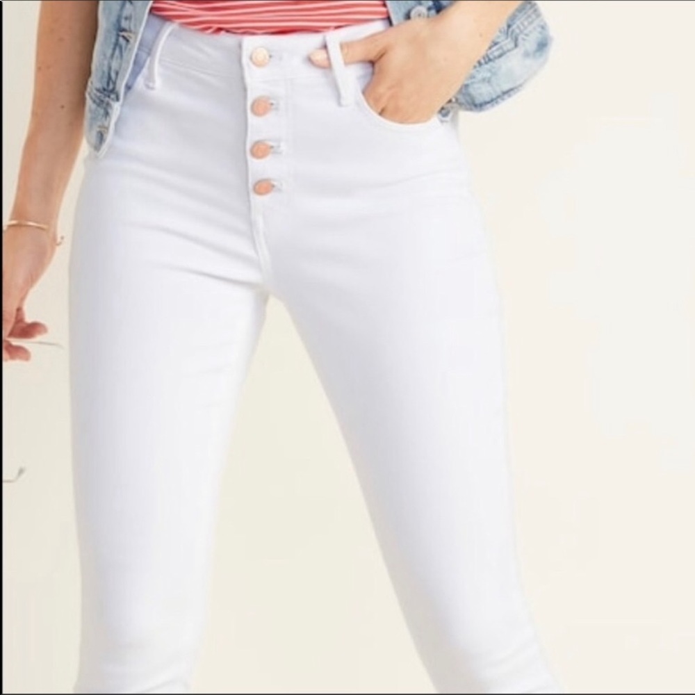 Rockstar Super Skinny High Rise White Jeans